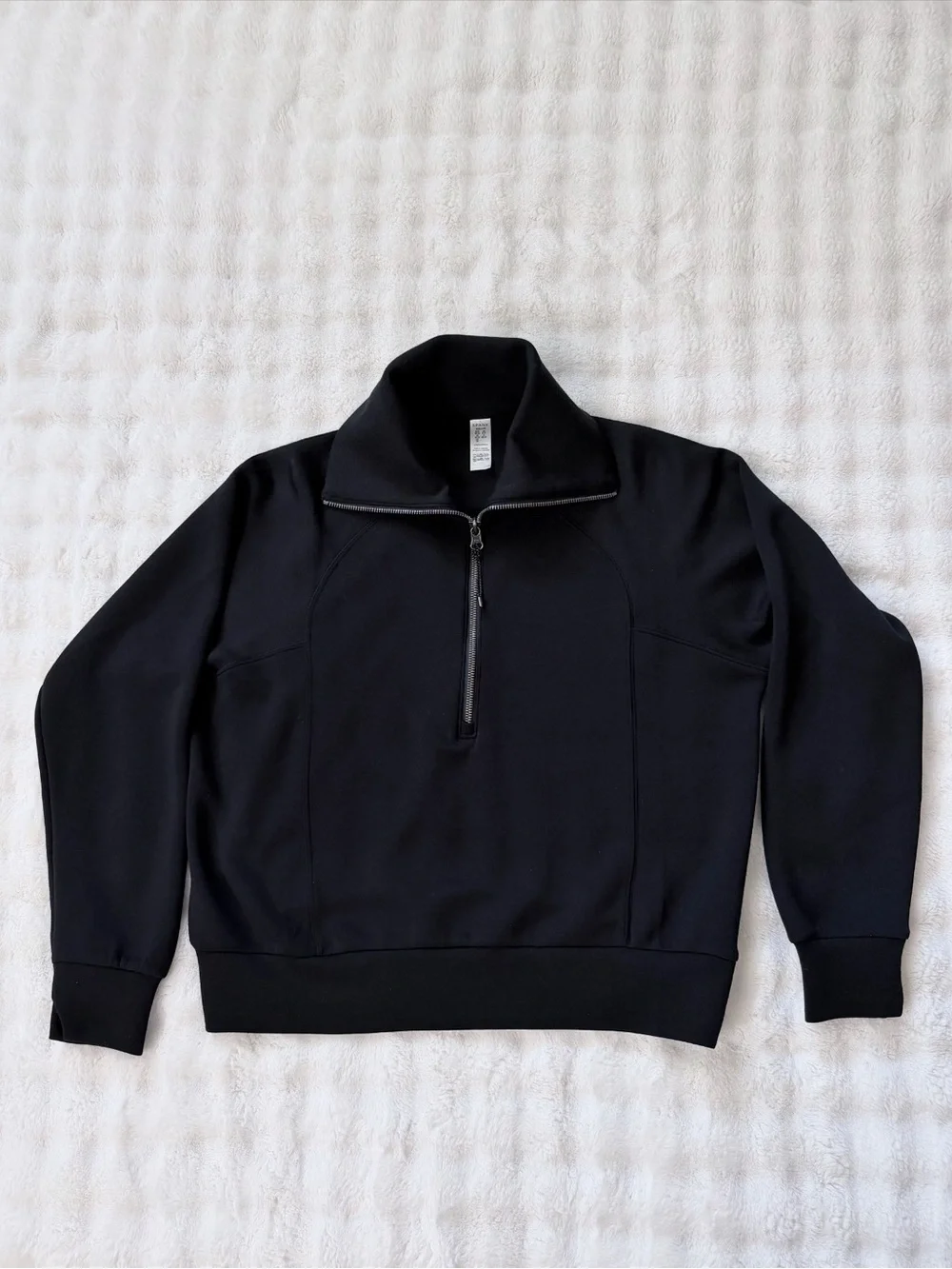 NEW SPANX AirEssentials Half-Zip Sweatshirt Very Black Size Small Coastal Chic - Picture 2 of 16